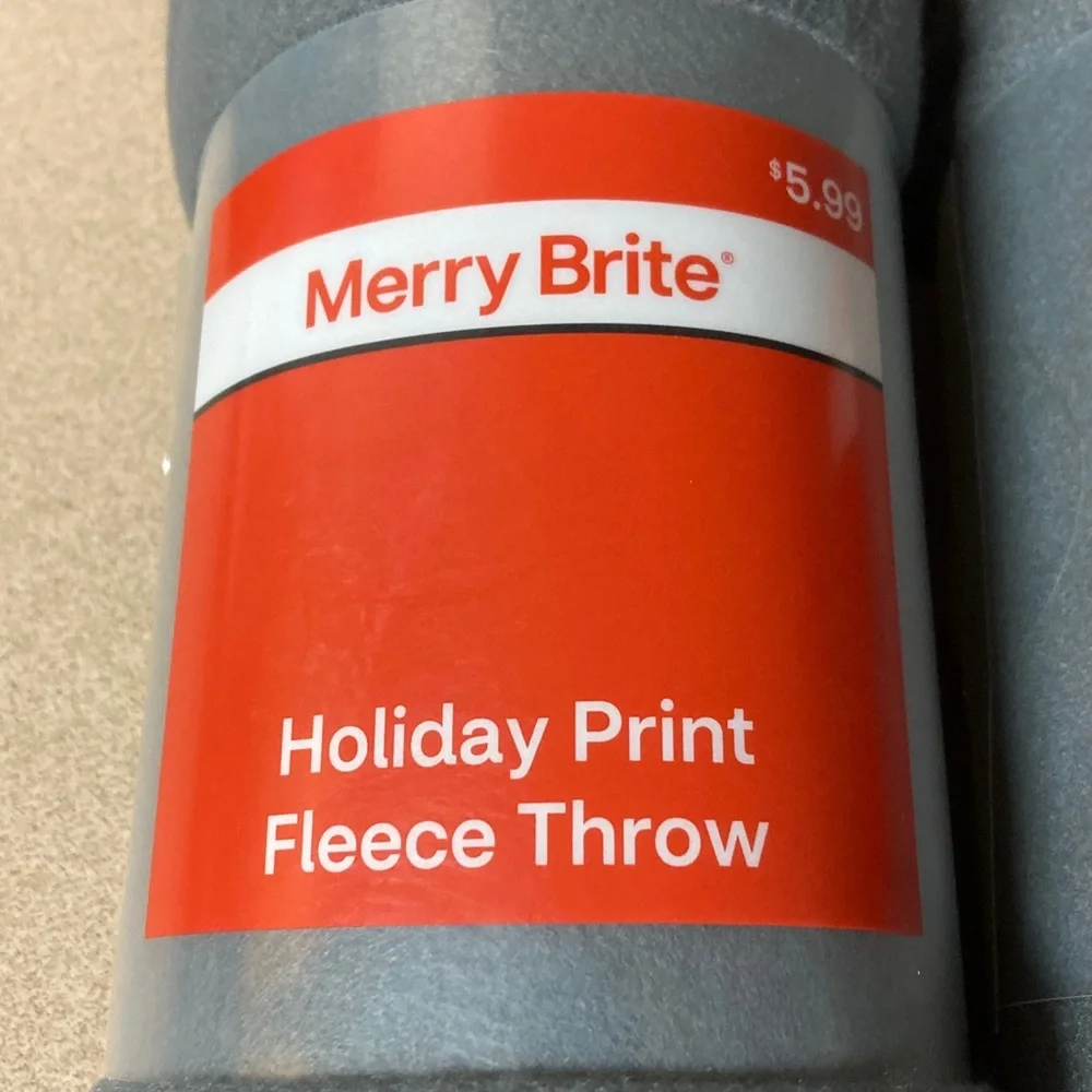 Gray Holiday Print Fleece Throw